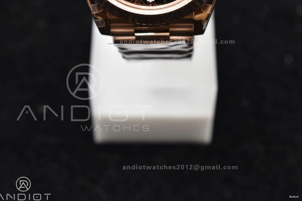 RG DayDate Crystal Bracelet 904L 40 706 Practical Steel President GMF A Meteorite On Markers Dial 0705